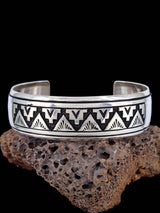 Native American Sterling Silver Overlay Cuff Bracelet