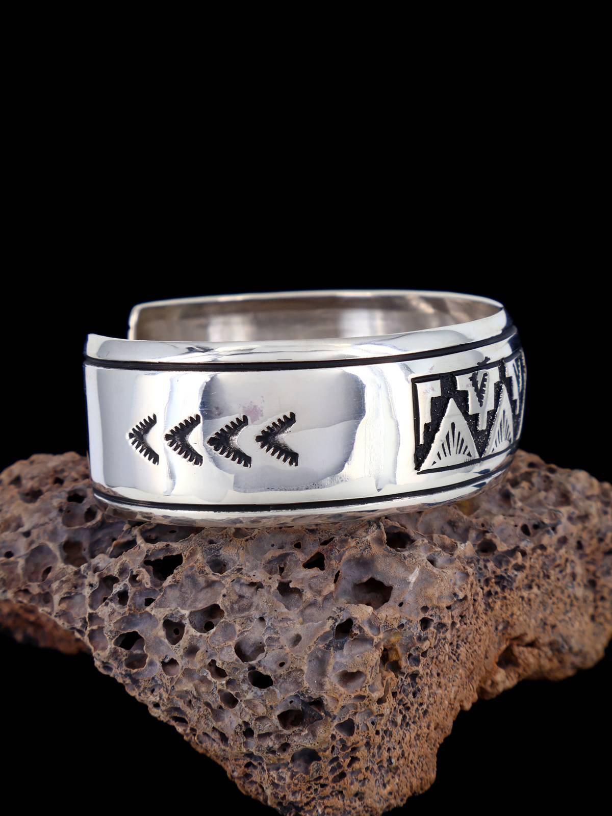 Native American Sterling Silver Overlay Cuff Bracelet