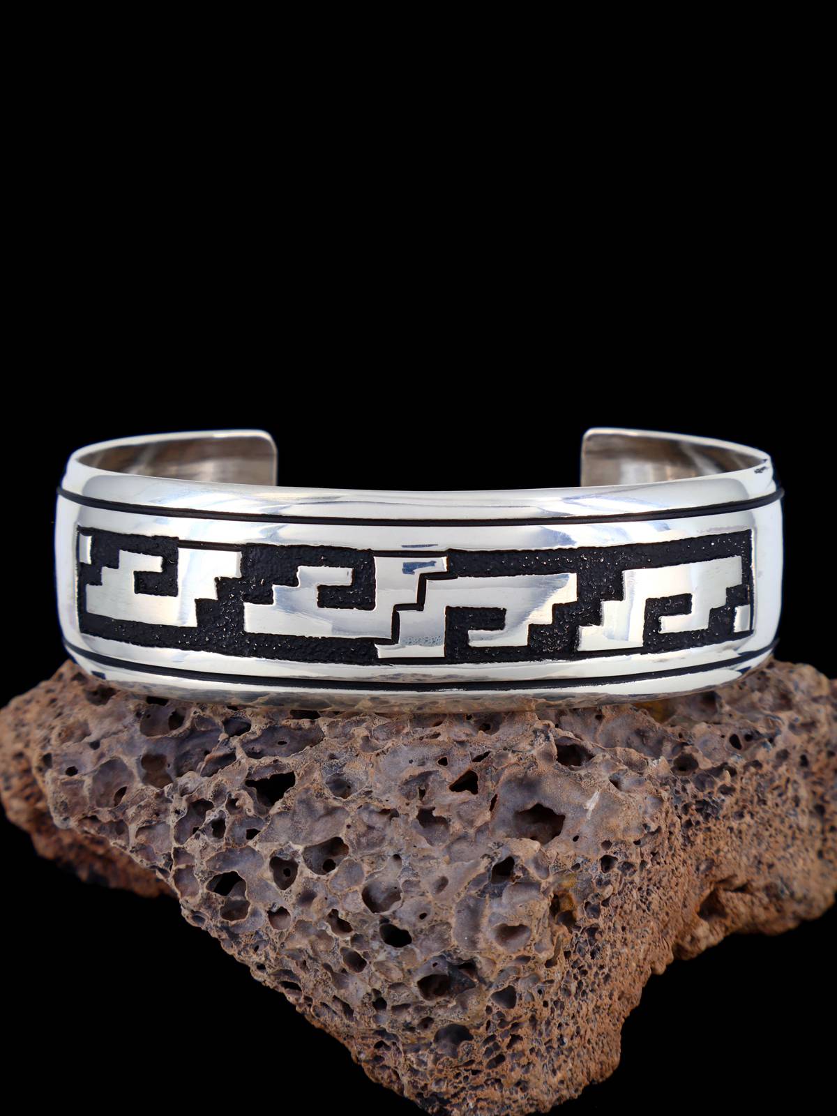 Native American Sterling Silver Overlay Cuff Bracelet