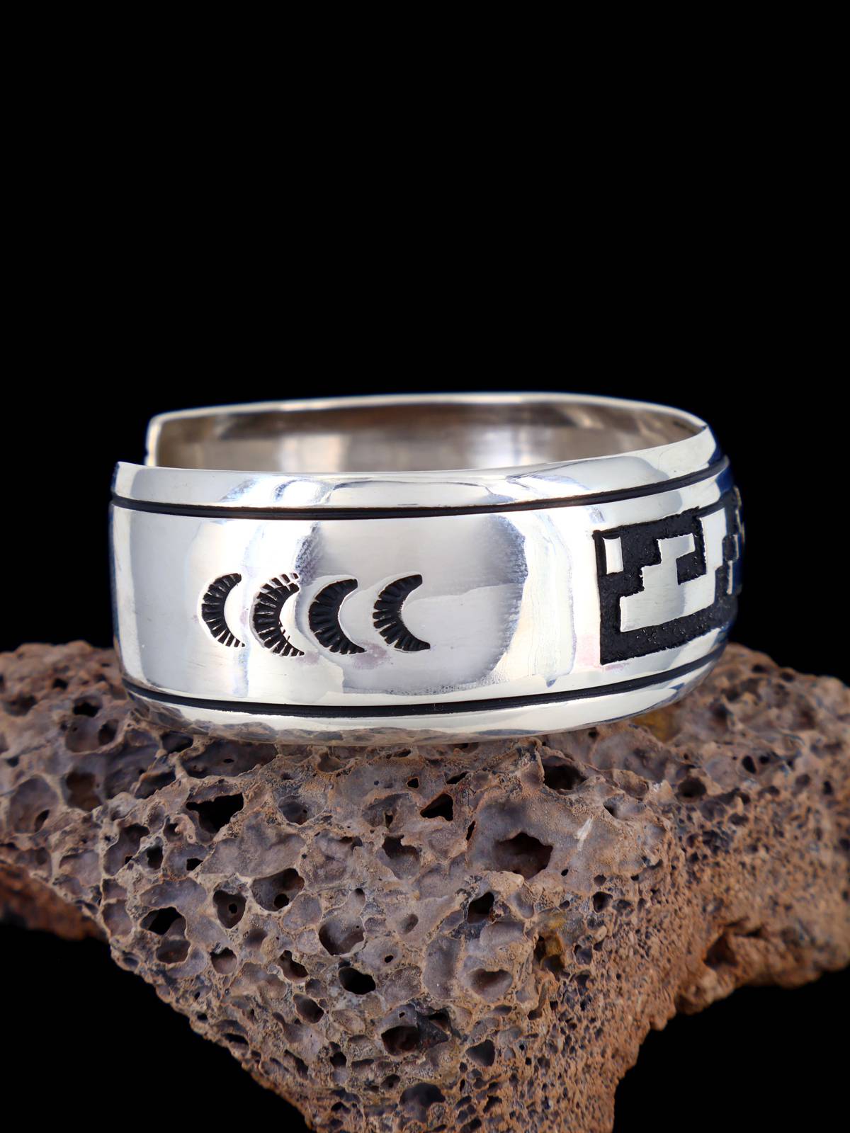 Native American Sterling Silver Overlay Cuff Bracelet