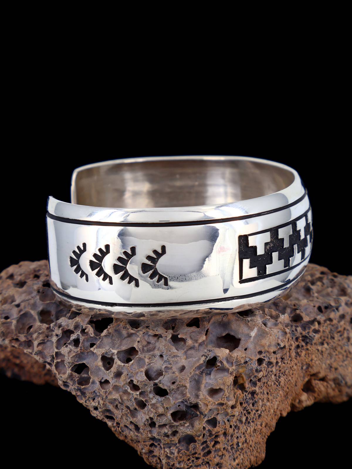Native American Sterling Silver Overlay Cuff Bracelet