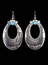 Navajo Sterling Silver and Turquoise Overlay Earrings