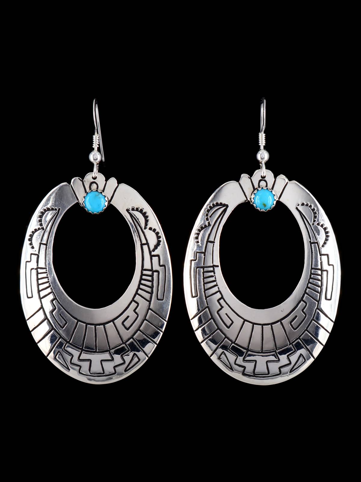 Navajo Sterling Silver and Turquoise Overlay Earrings