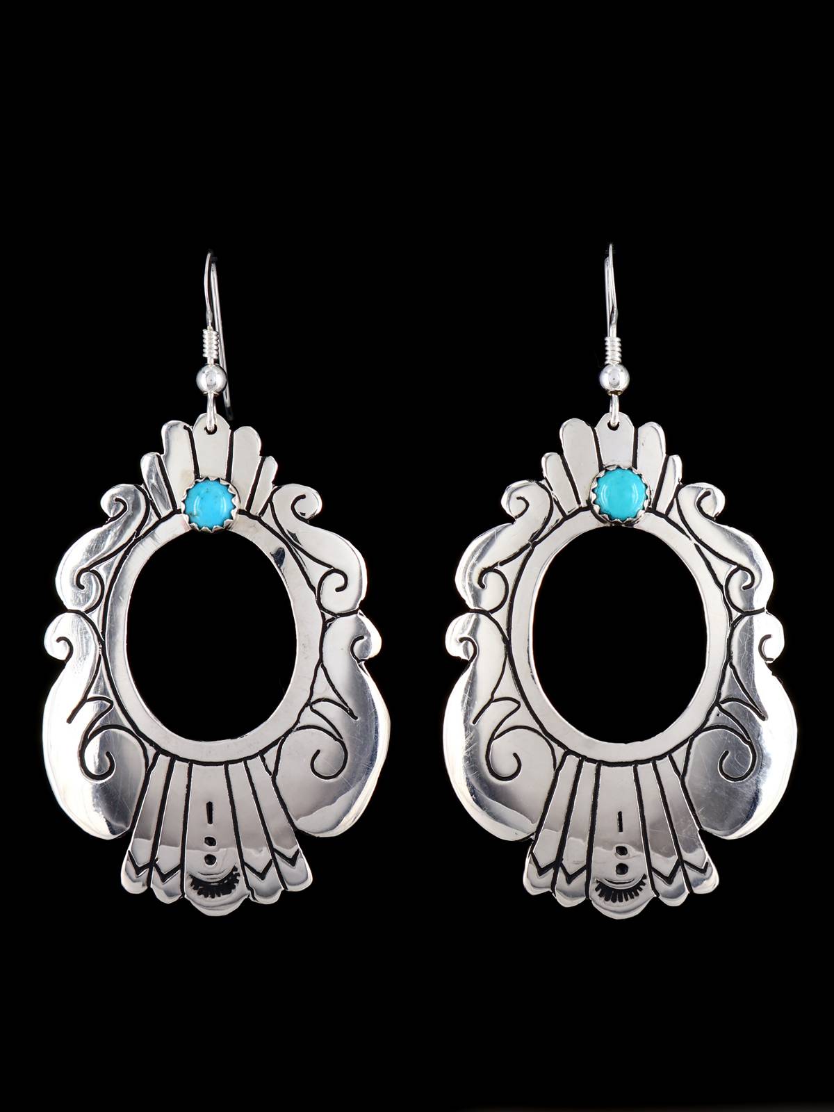 Navajo Sterling Silver and Turquoise Overlay Earrings