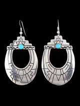 Navajo Sterling Silver and Turquoise Overlay Earrings