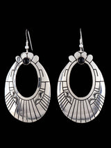 Navajo Sterling Silver and Onyx Overlay Earrings