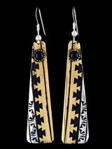 Navajo Overlay Sterling Silver and Gold Dangle Earrings