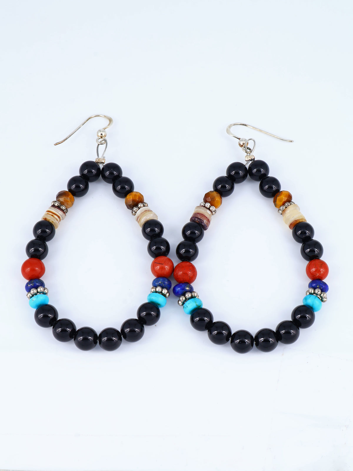 Navajo Black Onyx Beaded Dangle Earrings