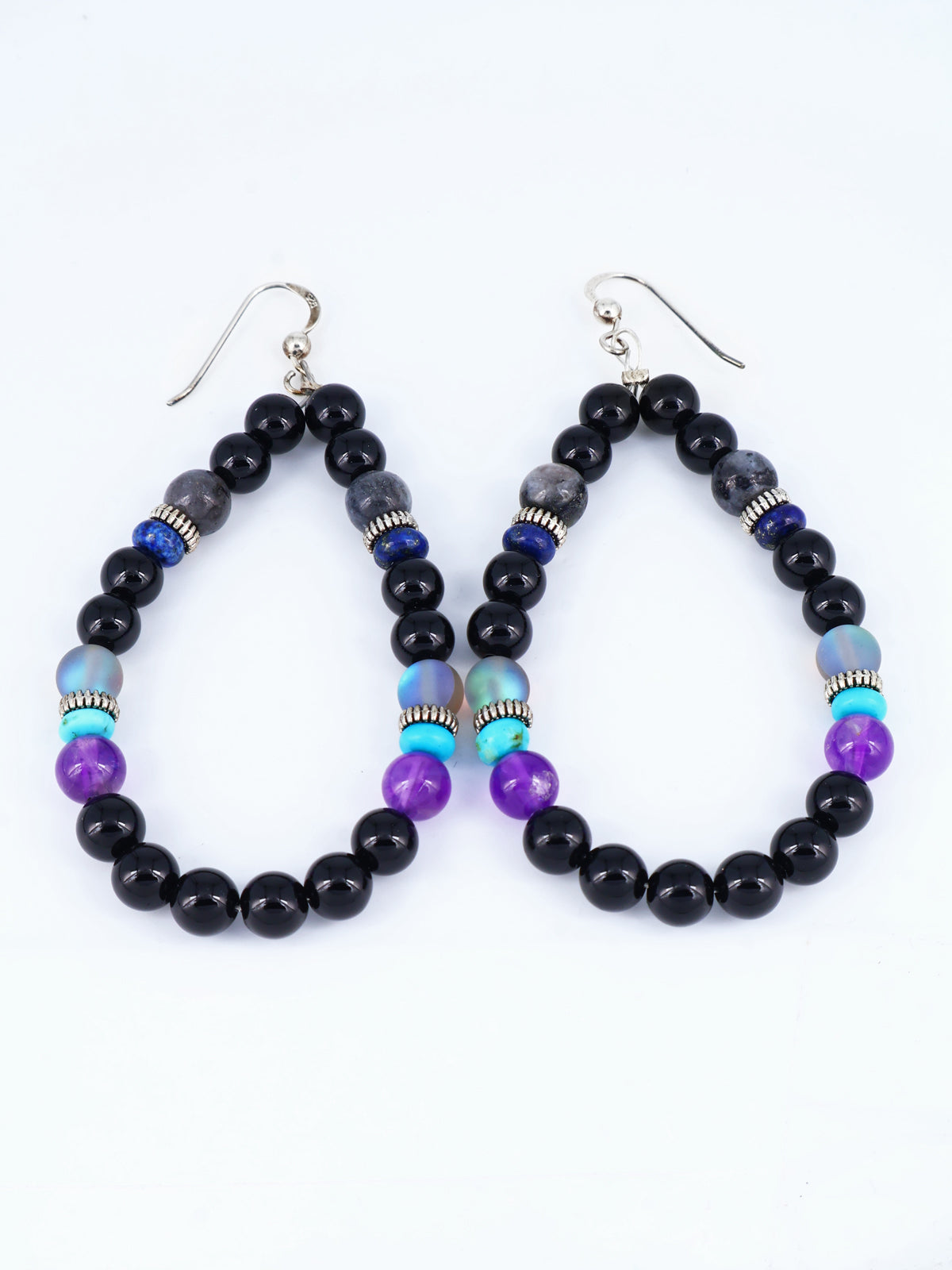 Navajo Black Onyx Beaded Dangle Earrings