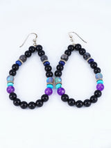 Navajo Black Onyx Beaded Dangle Earrings