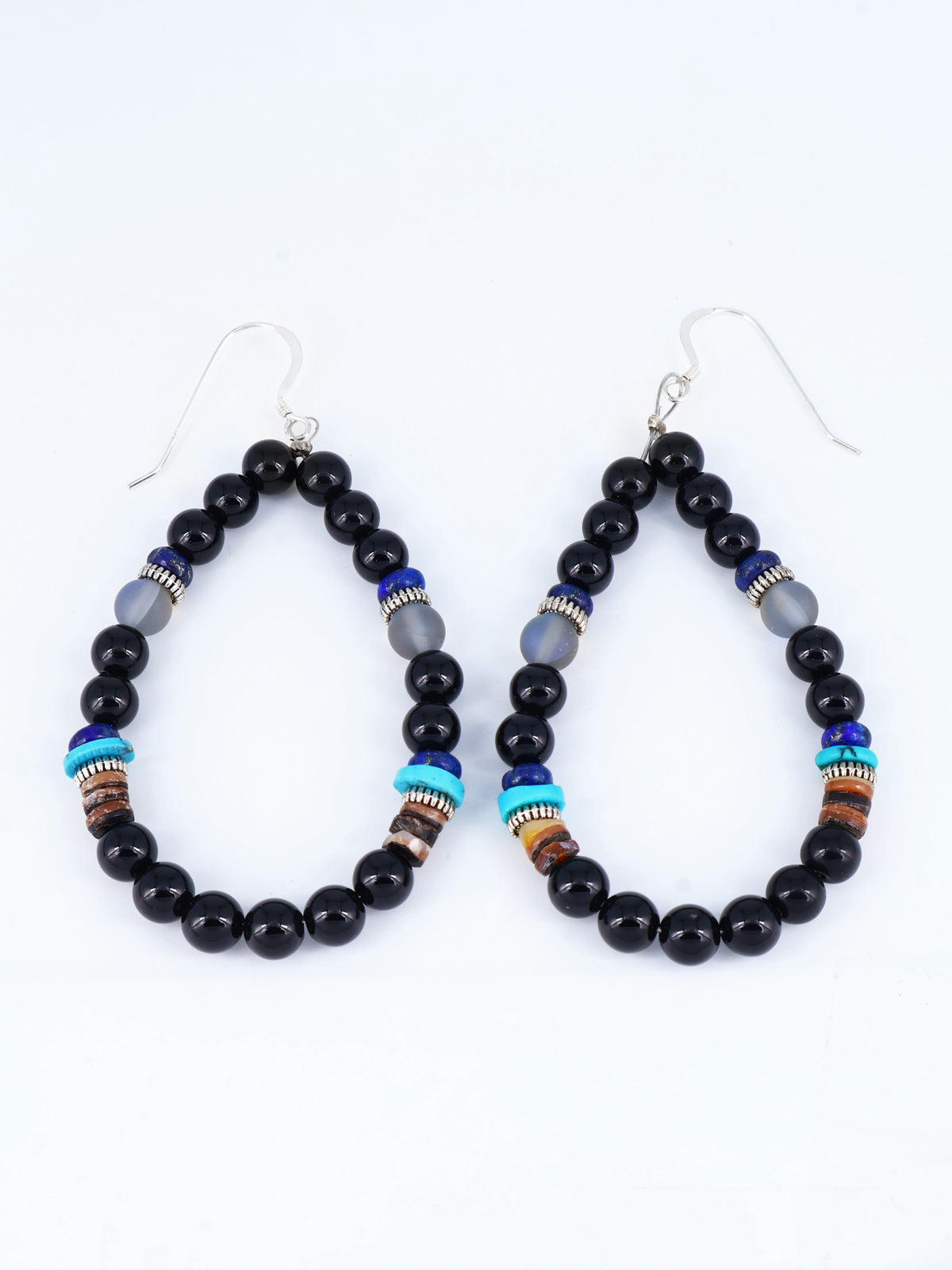 Navajo Black Onyx Beaded Dangle Earrings