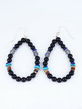 Navajo Black Onyx Beaded Dangle Earrings