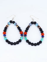 Navajo Black Onyx Beaded Dangle Earrings
