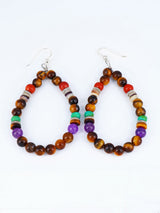 Navajo Tiger Eye Beaded Dangle Earrings
