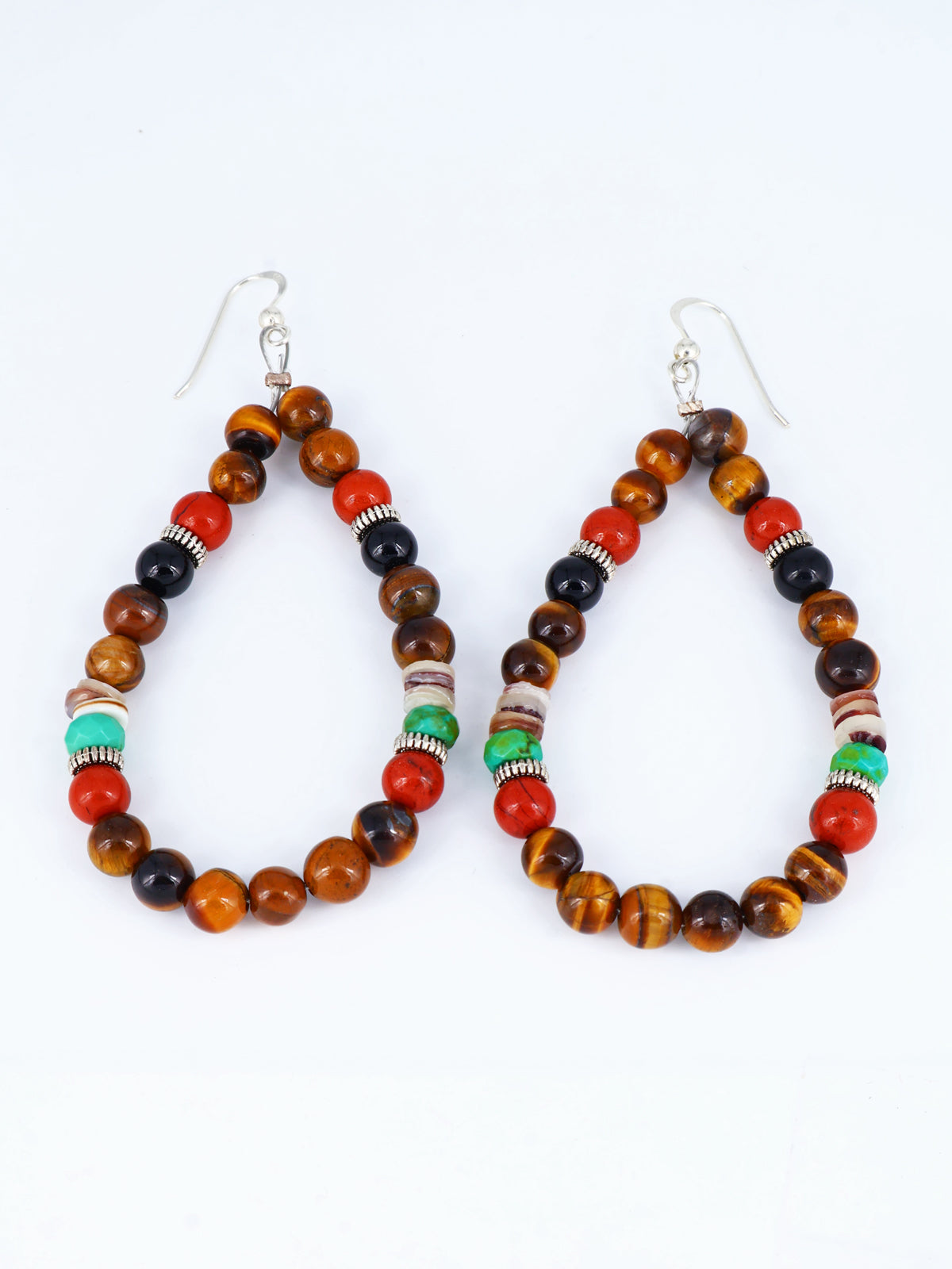 Navajo Tiger Eye Beaded Dangle Earrings