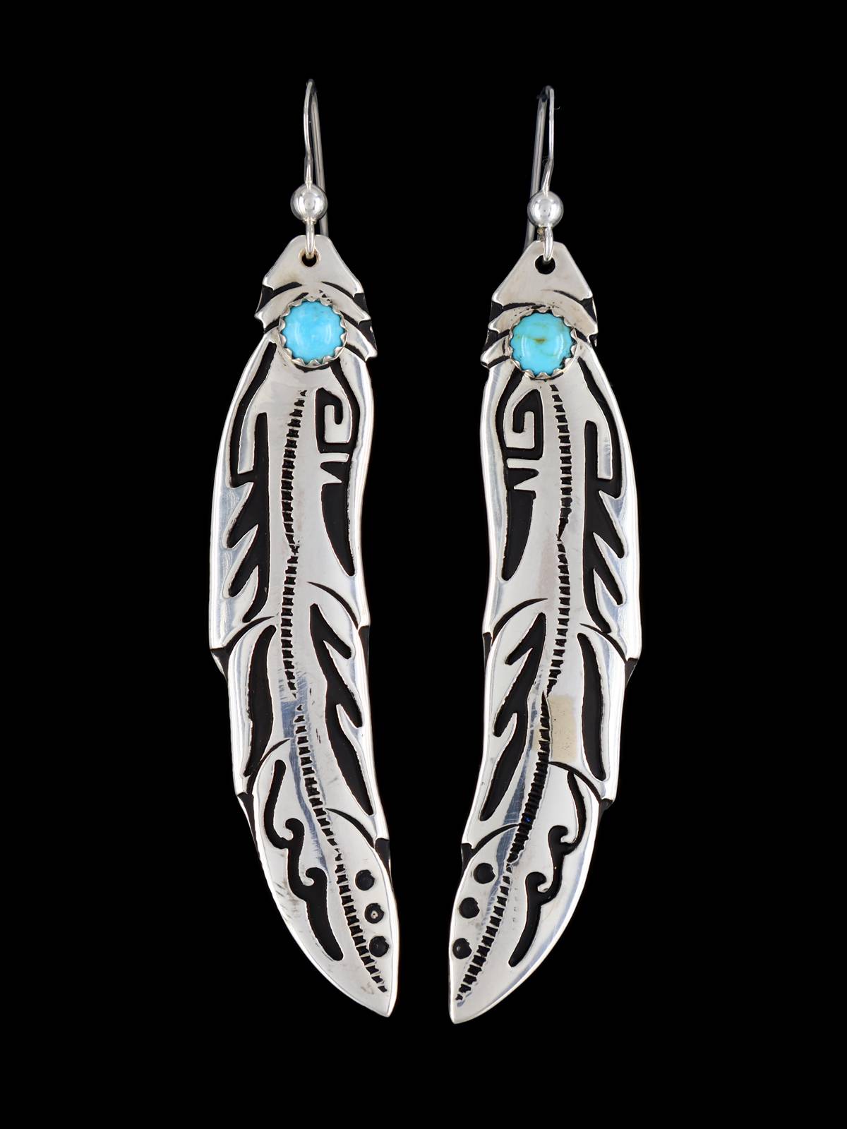 Boucles d'oreilles Navajo Overlay Kingman Turquoise Dangle