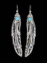 Boucles d'oreilles Navajo Overlay Kingman Turquoise Dangle