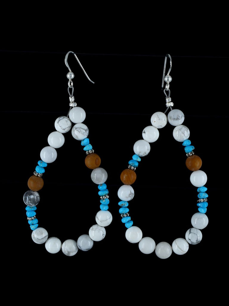 Navajo White Marble Beaded Dangle Earrings - PuebloDirect.com