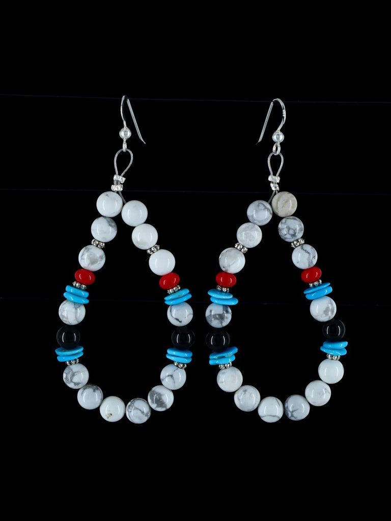 Navajo White Marble Beaded Dangle Earrings - PuebloDirect.com