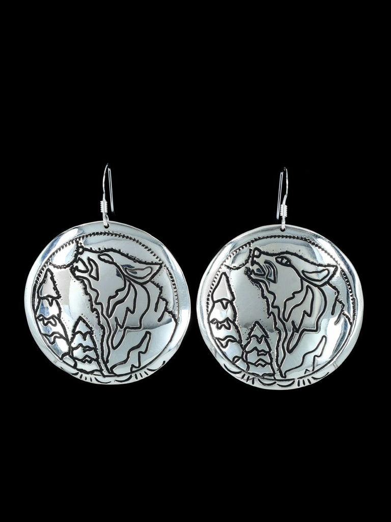 Navajo Sterling Silver Dangle Overlay Earrings - PuebloDirect.com
