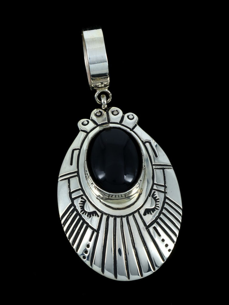 Native American Sterling Silver Overlay Black Onyx Pendant - PuebloDirect.com