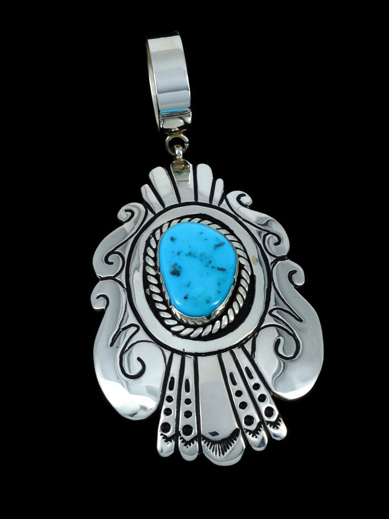 Native American Sterling Silver Overlay Turquoise Pendant - PuebloDirect.com