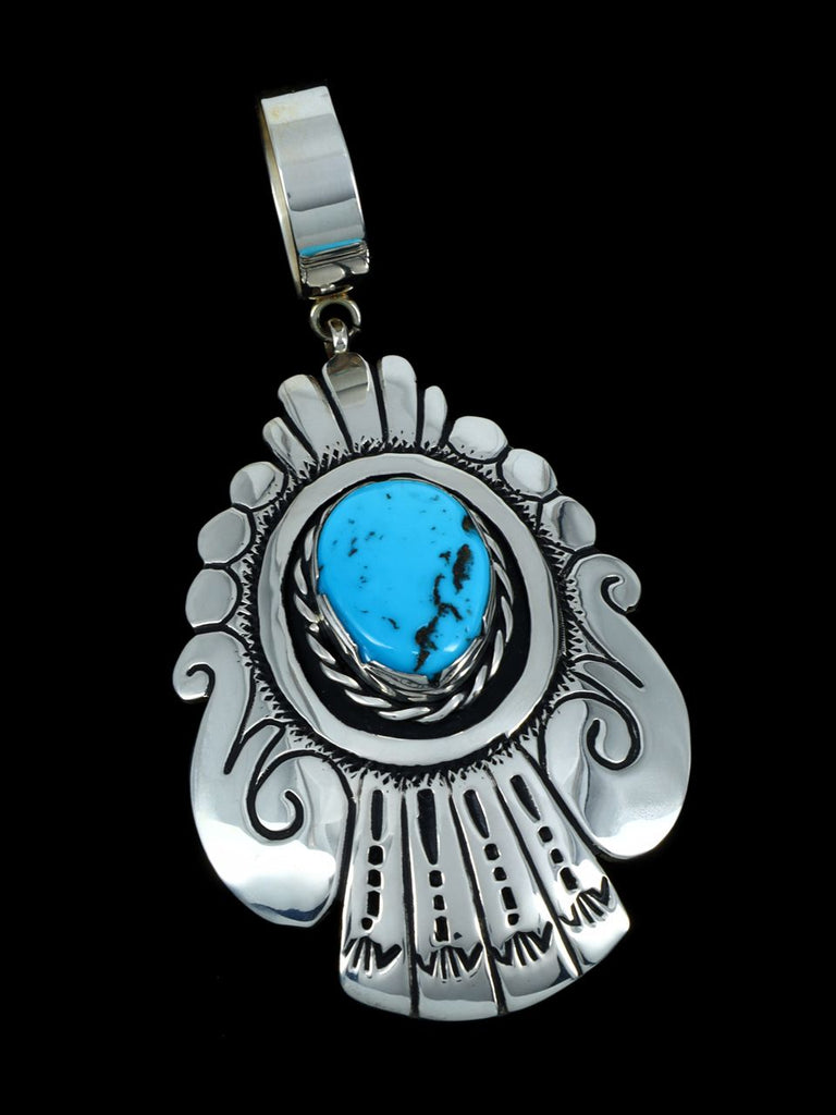 Native American Sterling Silver Overlay Turquoise Pendant - PuebloDirect.com