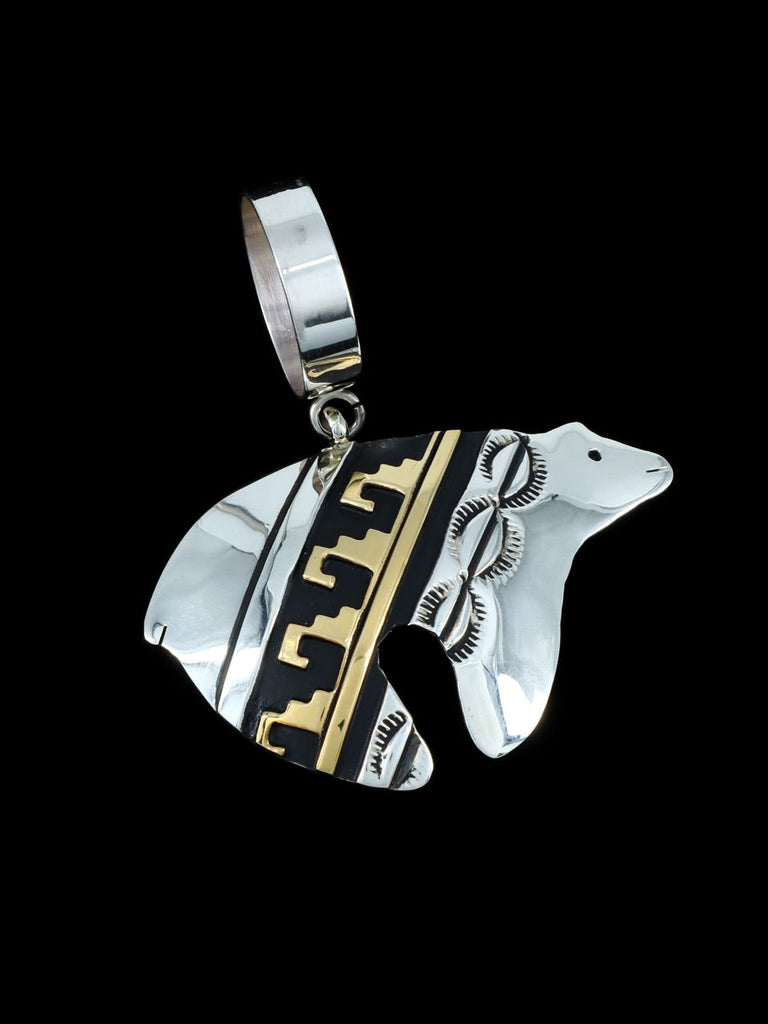 Native American Gold and Silver Overlay Bear Pendant - PuebloDirect.com