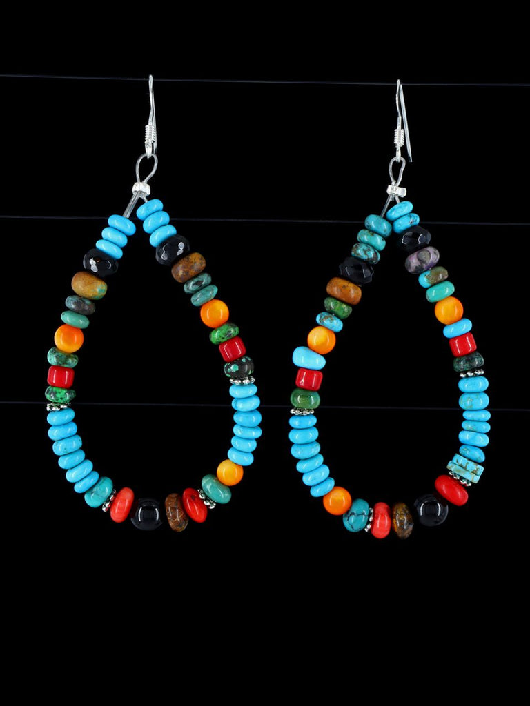 Navajo Turquoise Beaded Dangle Earrings - PuebloDirect.com