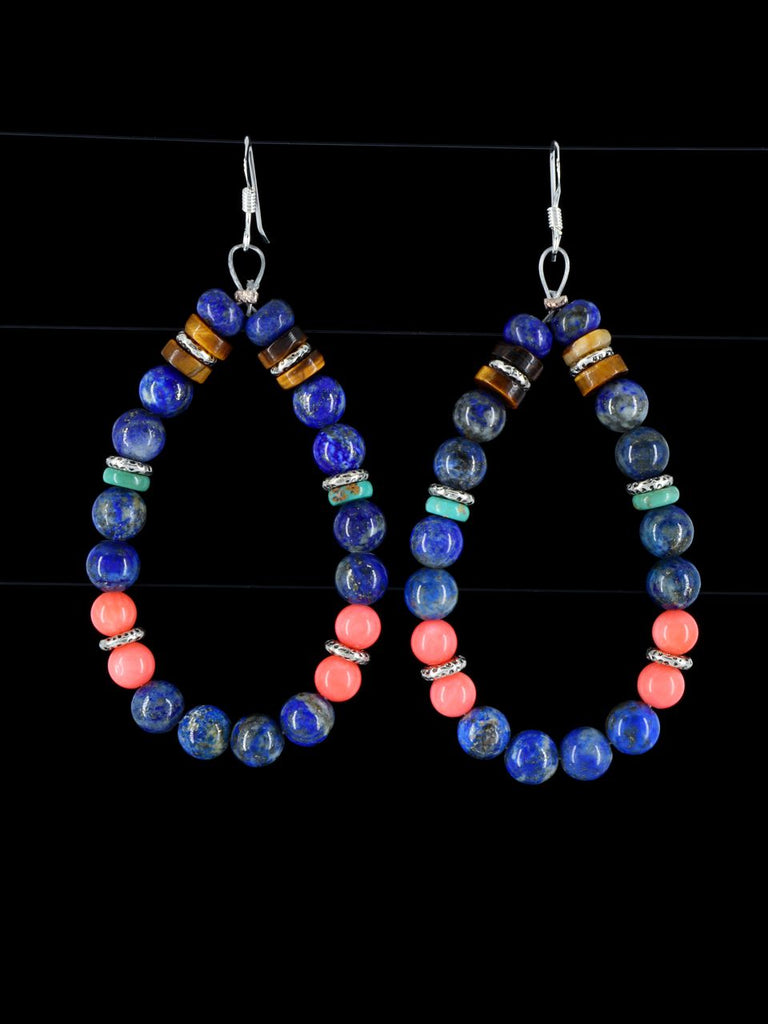 Navajo Blue Lapis Beaded Dangle Earrings - PuebloDirect.com