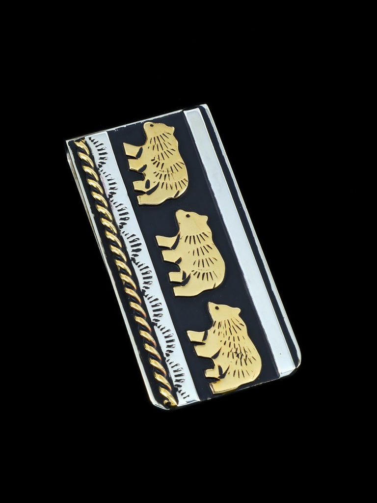 Native American Sterling Silver and Gold Overlay Money Clip - PuebloDirect.com