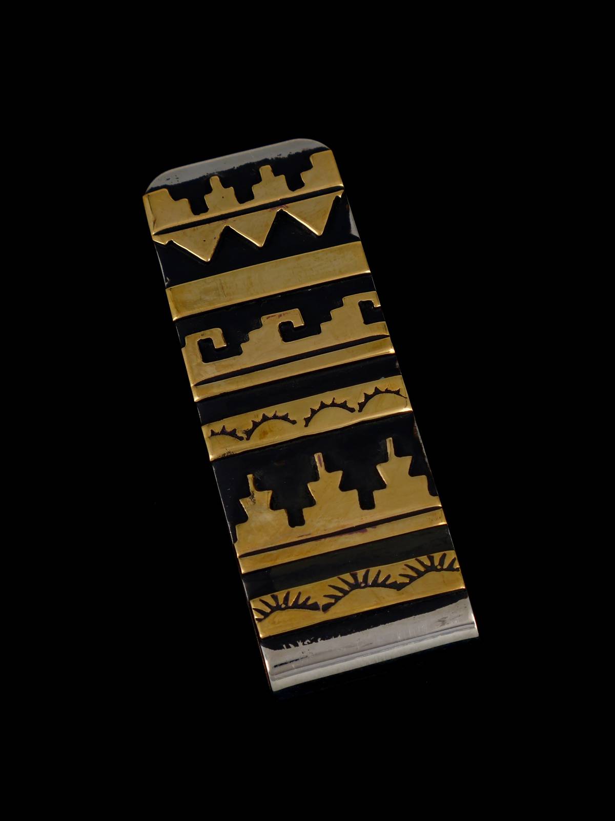 Native American Sterling Silver and Gold Overlay Money Clip