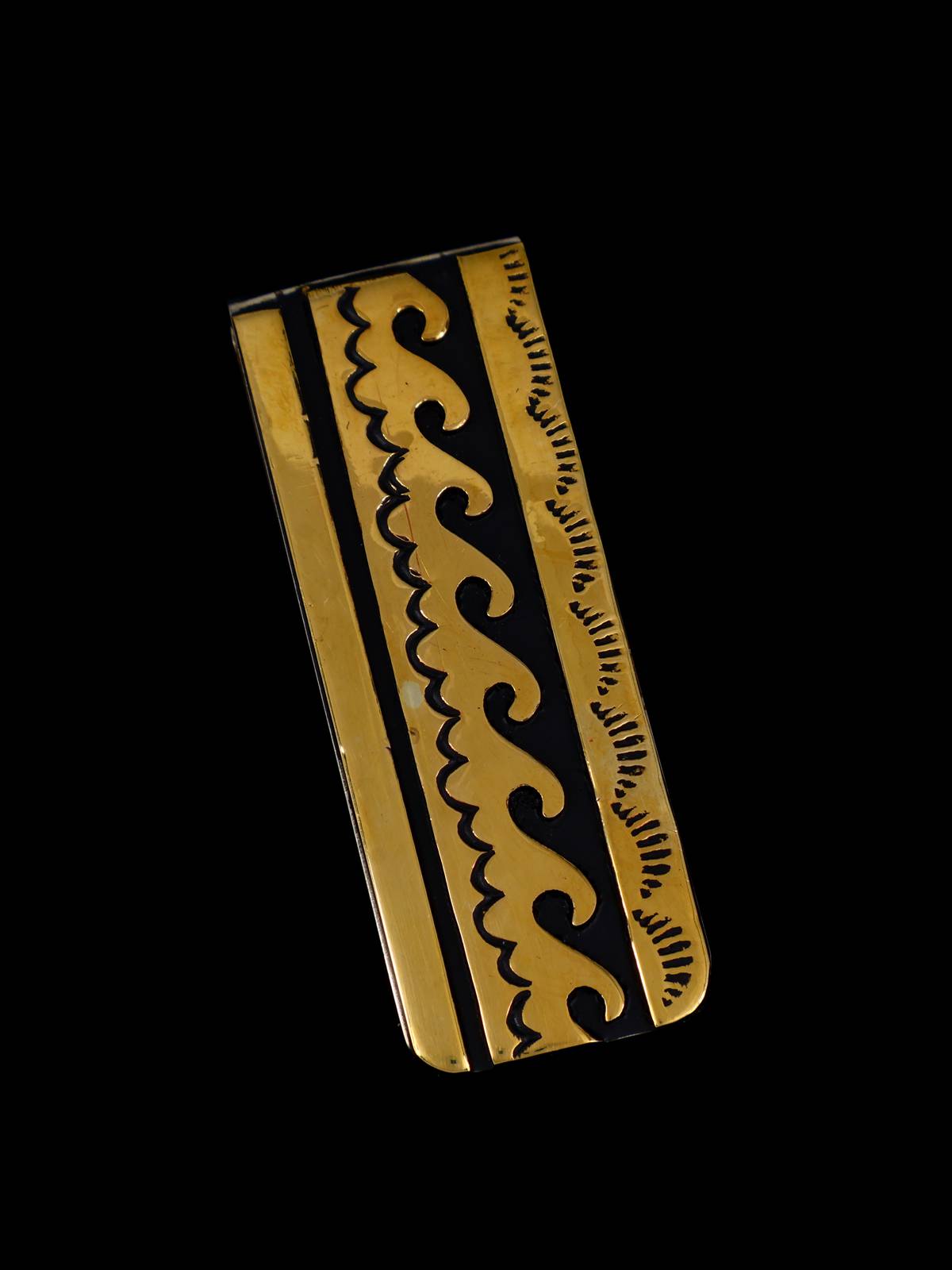 Native American Sterling Silver and Gold Overlay Money Clip