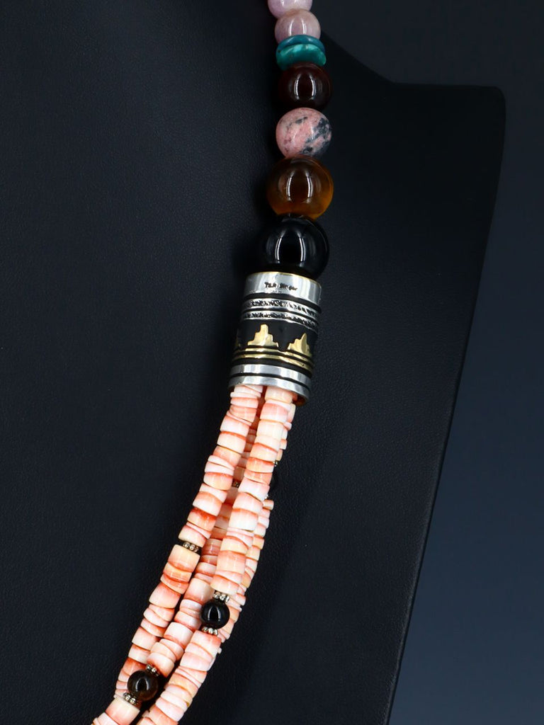 24" Navajo Pink Shell Multi Strand Beaded Necklace - PuebloDirect.com
