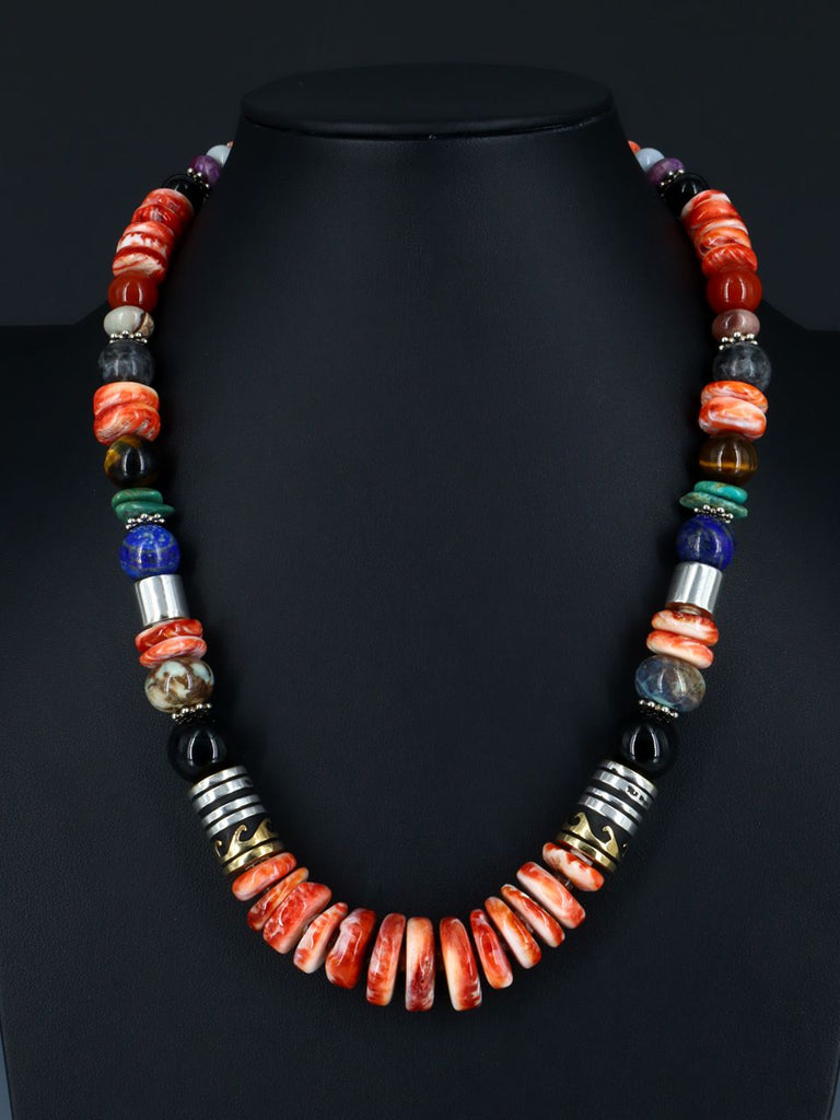 21" Spiny Oyster Large Single Strand Beaded Necklace - PuebloDirect.com