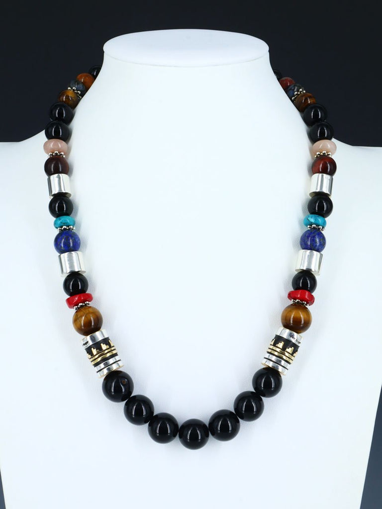 21" Onyx Large Single Strand Beaded Necklace - PuebloDirect.com