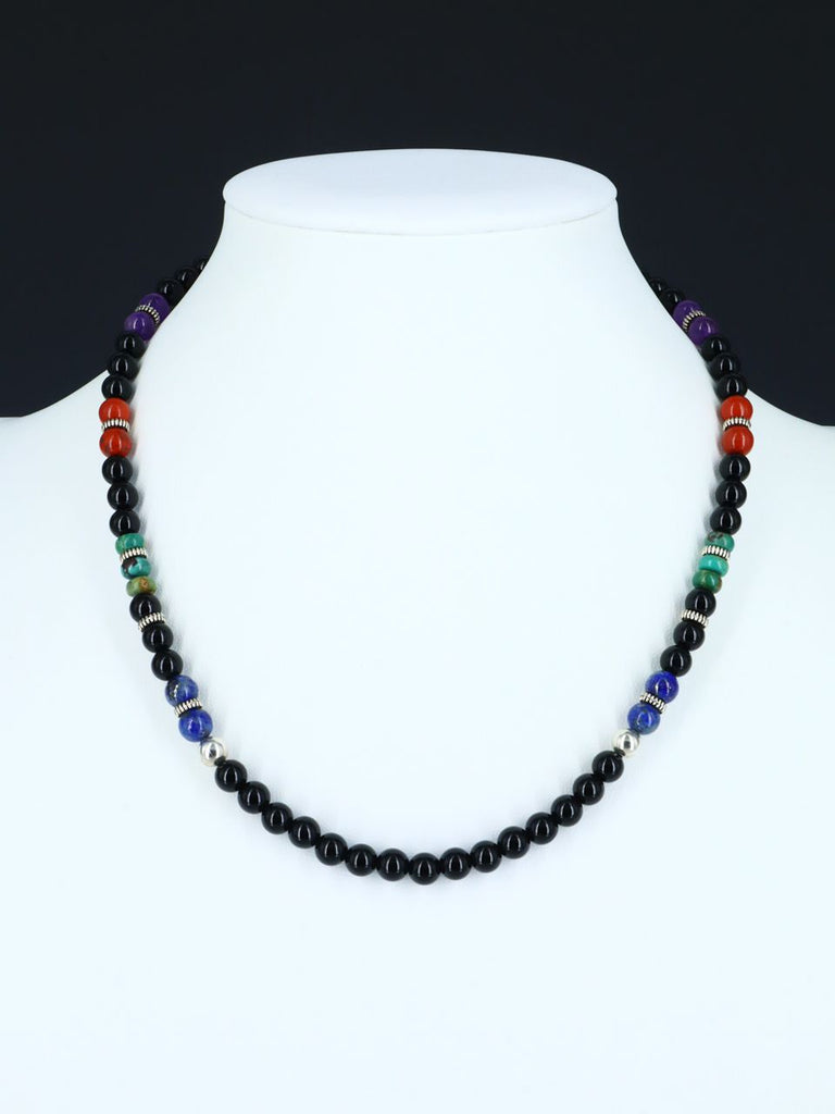 18" Navajo Black Onyx Single Strand Beaded Necklace - PuebloDirect.com
