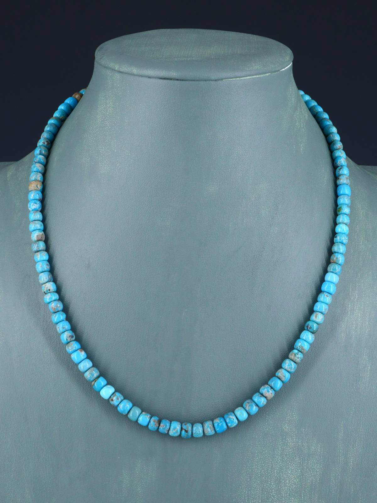 19" Navajo Single Strand Turquoise Necklace - PuebloDirect.com