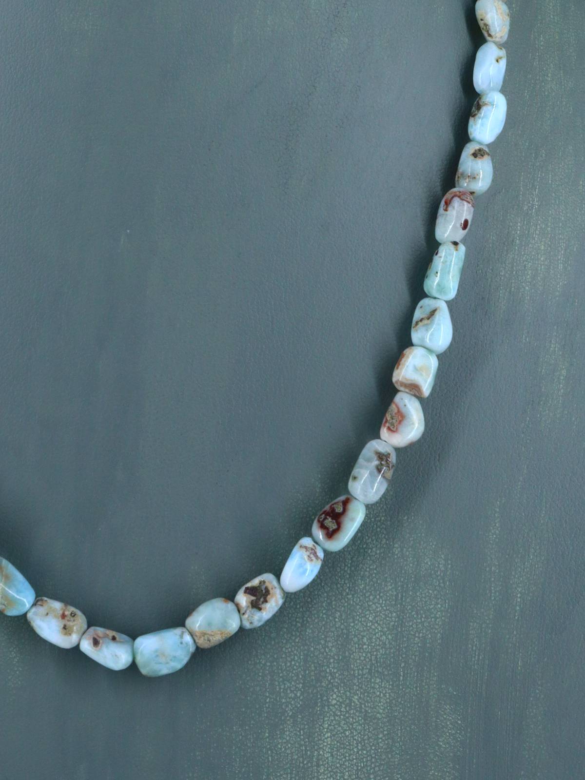 20" Navajo Single Strand Larimar Nugget Necklace - PuebloDirect.com