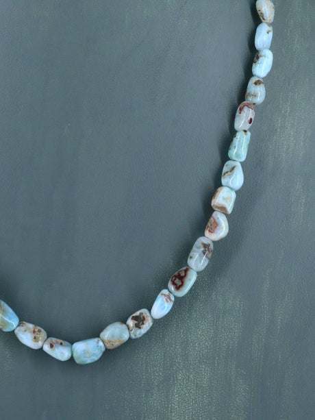 20" Navajo Single Strand Larimar Nugget Necklace - PuebloDirect.com