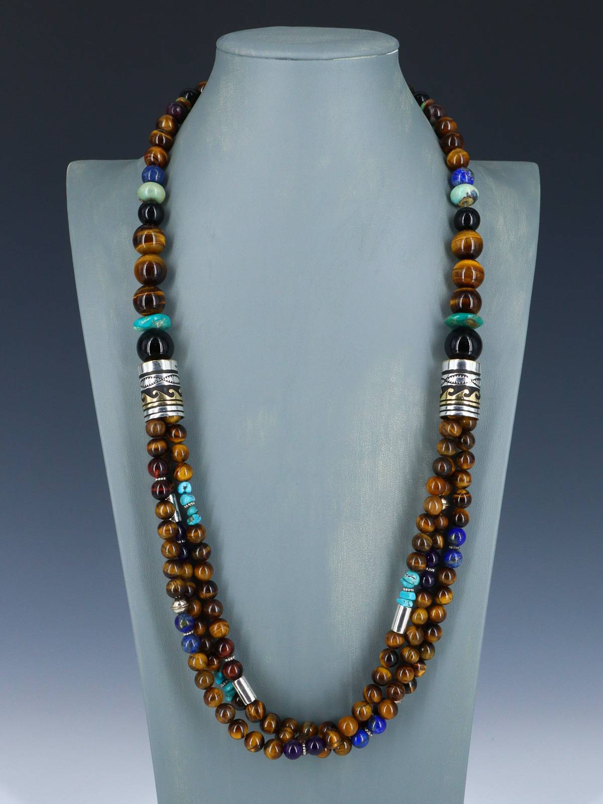 30" Navajo Tiger Eye Multi Strand Beaded Necklace - PuebloDirect.com