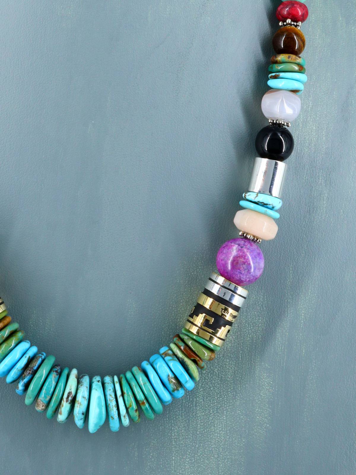 Navajo 21" Turquoise Large Single Strand Beaded Necklace - PuebloDirect.com
