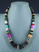 Navajo 21" Striped Agate Large Single Strand Heishi Beaded Necklace - PuebloDirect.com