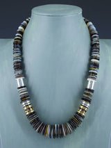 Navajo 21" Striped Agate Large Single Strand Heishi Beaded Necklace - PuebloDirect.com
