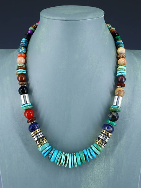 Navajo 21" Turquoise Large Single Strand Beaded Necklace - PuebloDirect.com