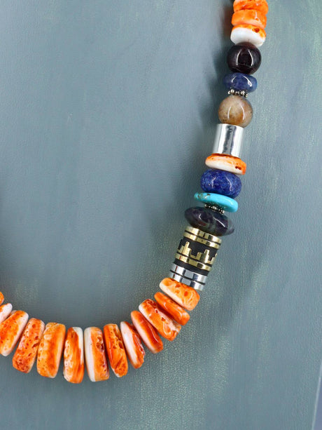 Navajo 21" Spiny Oyster Large Single Strand Beaded Necklace - PuebloDirect.com