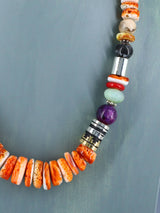 Navajo 21" Spiny Oyster Large Single Strand Beaded Necklace - PuebloDirect.com