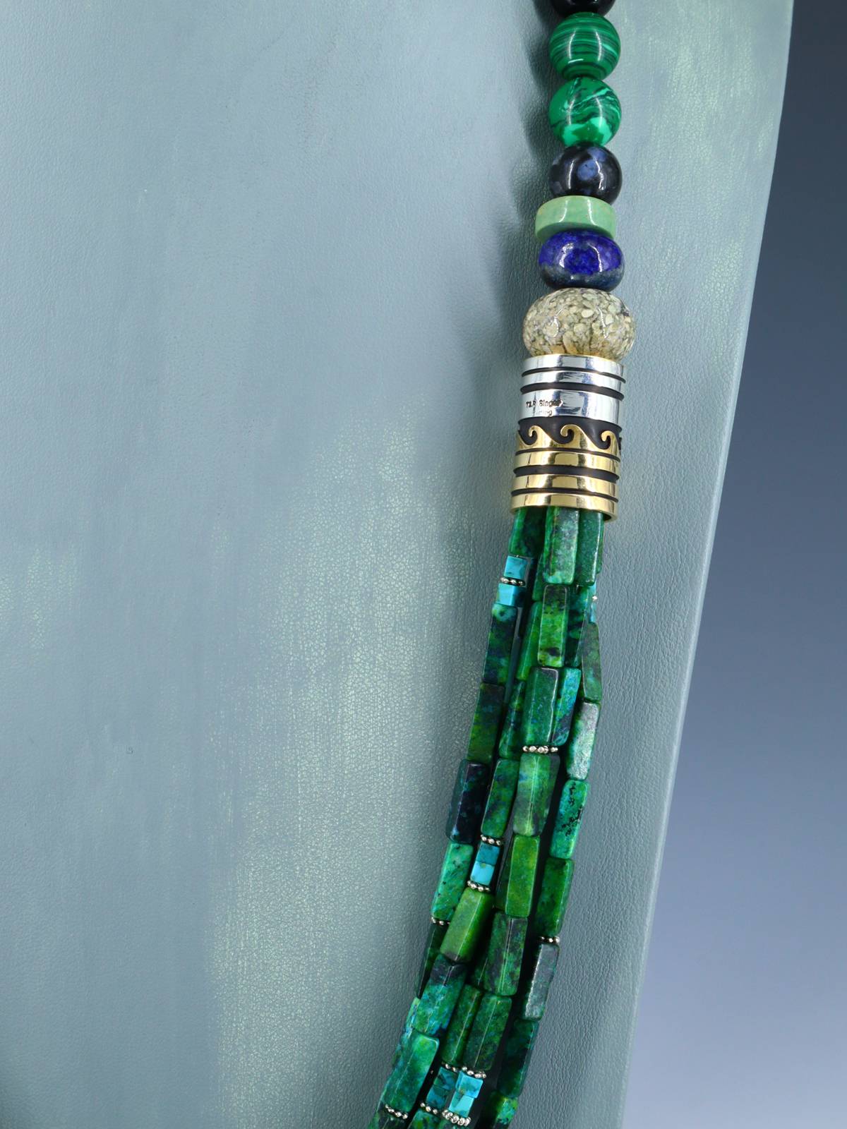 30" Navajo Malachite Multi Strand Beaded Necklace - PuebloDirect.com