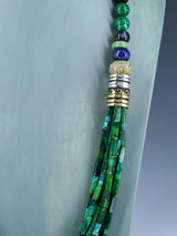 30" Navajo Malachite Multi Strand Beaded Necklace - PuebloDirect.com