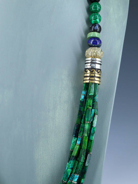 30" Navajo Malachite Multi Strand Beaded Necklace - PuebloDirect.com